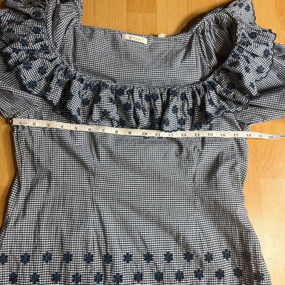 Doen Franique Dress in Azure Paris Gingham Check Floral Embroidery - Picture 11 of 12